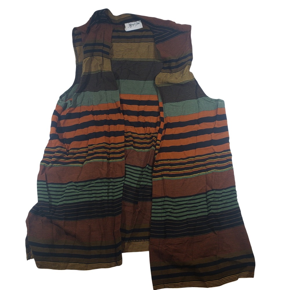 Jeffrey & Dara Striped Vest Size‎ 12 Sleeveless Top Brown Orange Green Knit